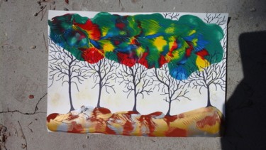 Peinture d arbres sur papier A3