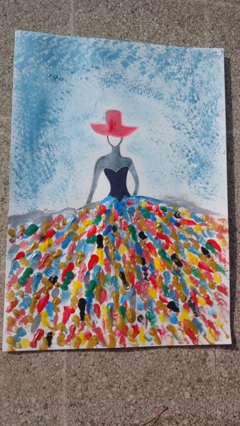 Peinture de femme sur papier canson A3